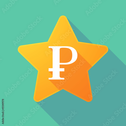 Long shadow star with a ruble sign
