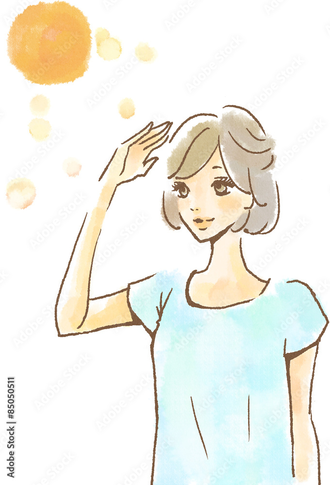 太陽の光を浴びる女性 笑顔 太陽の光を浴びる女性 笑顔