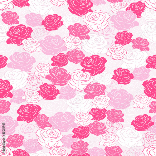 Seamless pattern with pink roses