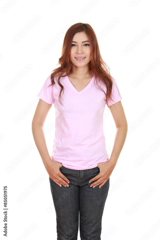 young beautiful female with blank t-shirt young beautiful female with blank t-shirt