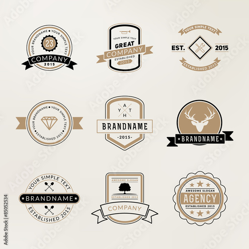 Set of Hipster Vintage Labels, Logotypes, Badges for Your Business