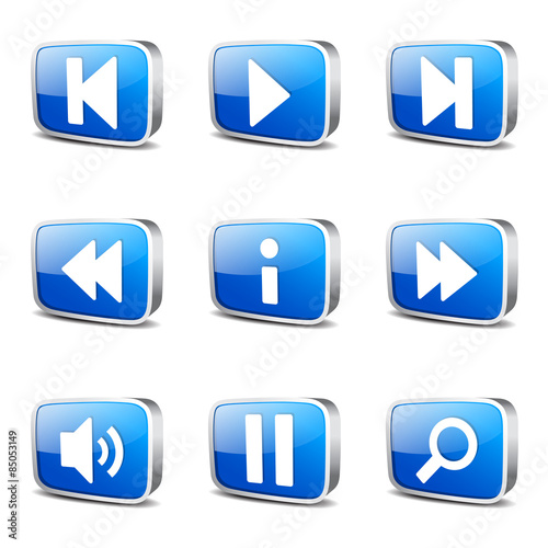 Free Download Multimedia Controller Square Vector Blue Icon Design Set - GFXLoad