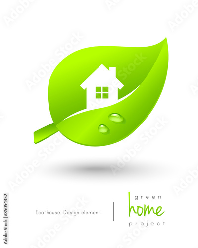 Green home concept with leaf and house