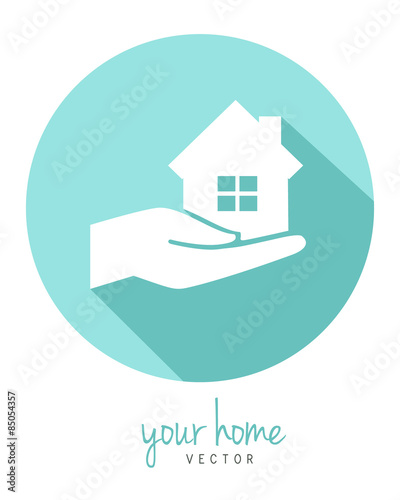 Real estate house logo in flat design