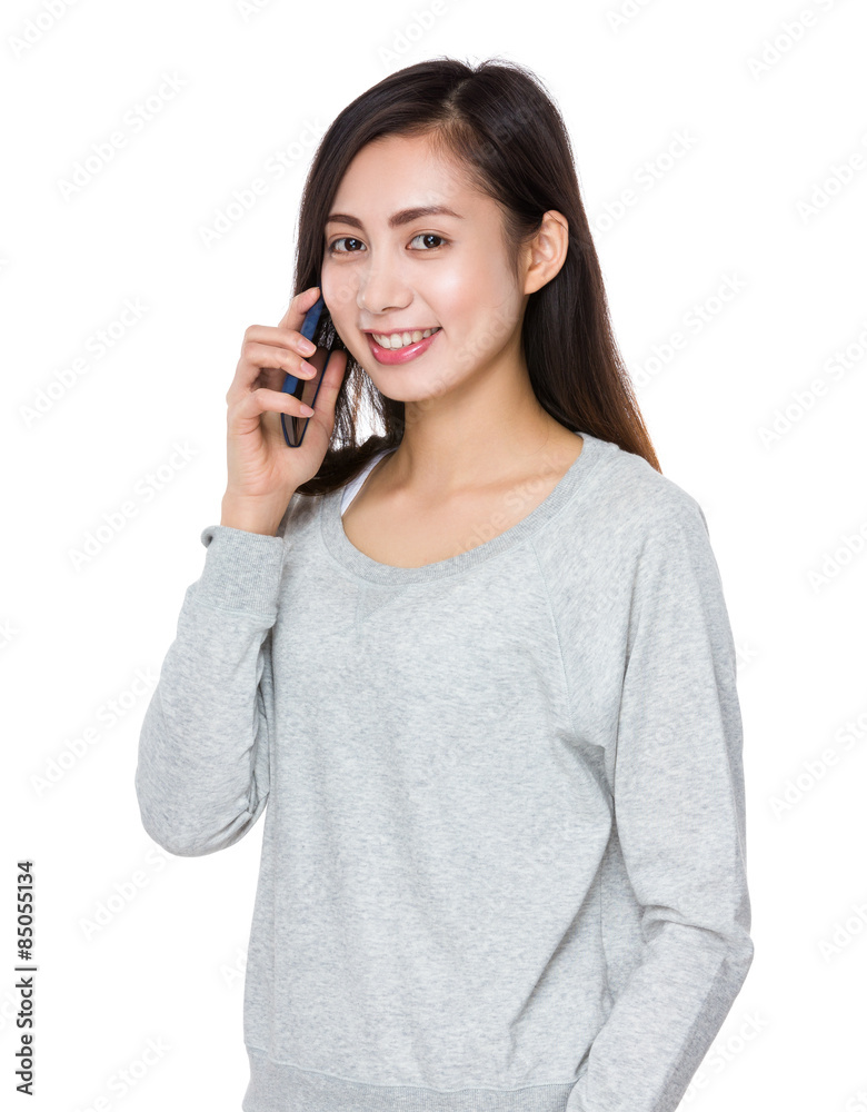 Beautiful woman talk to cellphone Beautiful woman talk to cellphone