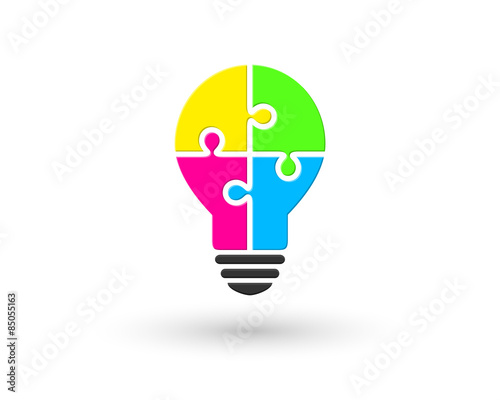 Lightbulb made of colourful puzzle pieces as idea concept