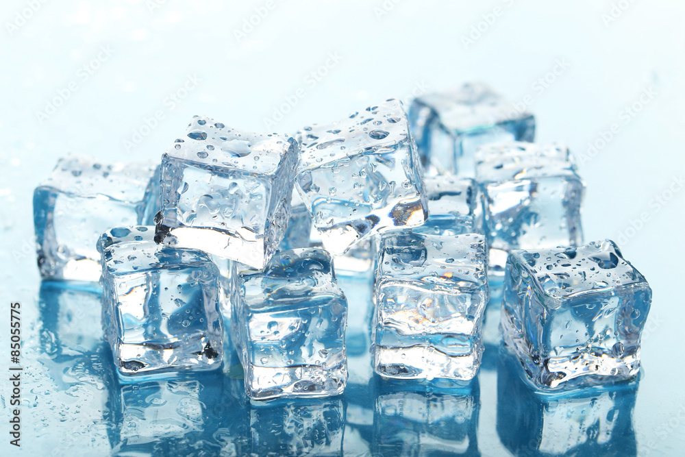 Ice cubes on blue background Ice cubes on blue background