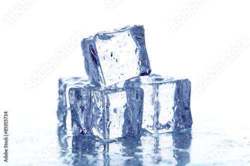 Ice cubes on white background