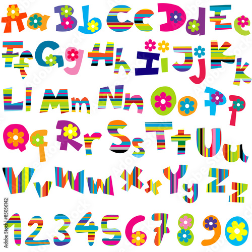 Illustration of alphabet set and numbers