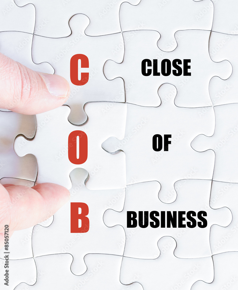 Last puzzle piece with Business Acronym COB Last puzzle piece with Business Acronym COB