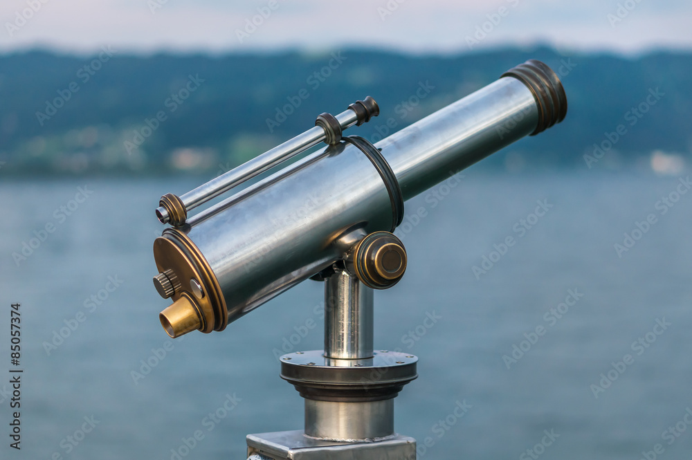 Coin operated telescope with brass elements
