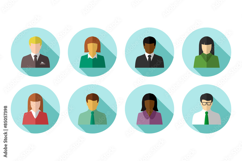 Flat avatar set of multiracial business poeple Flat avatar set of multiracial business poeple