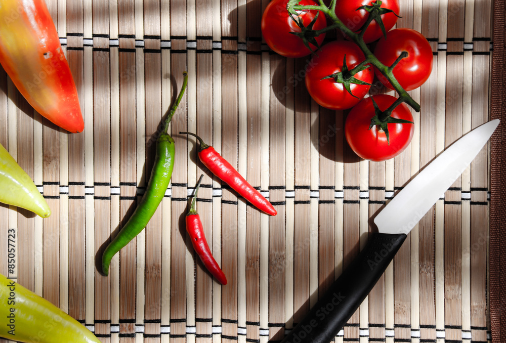 vegetable ingredients, chilly, paper, tomato vegetable ingredients, chilly, paper, tomato
