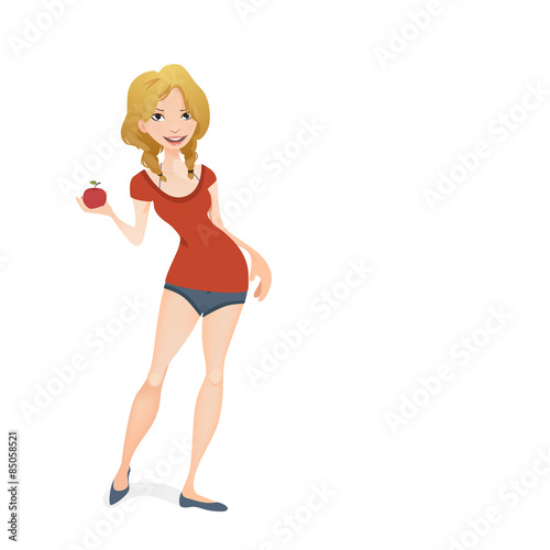 Girl holding an apple