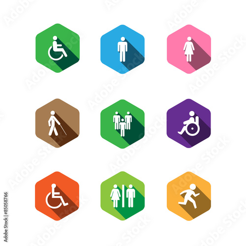 set of medical icons. Flat desigh, long shadows