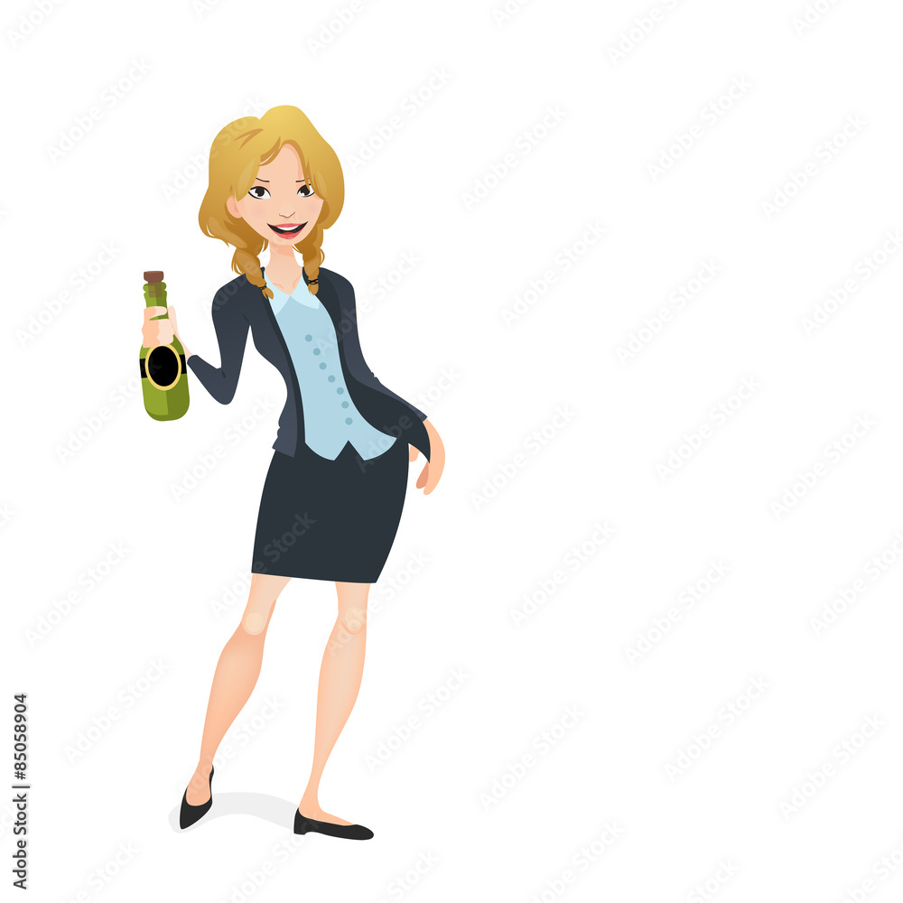 Girl holding a bottle of Champagne Girl holding a bottle of Champagne