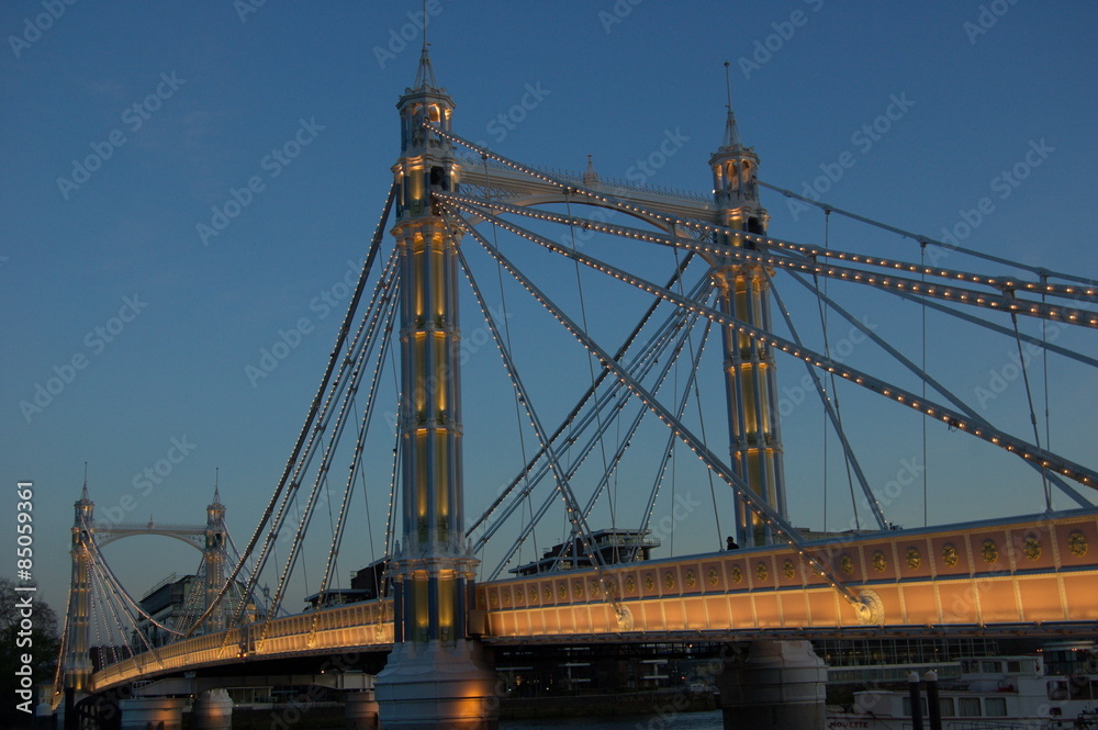 Albert Bridge in the evning. London, UK. Albert Bridge in the evning. London, UK.