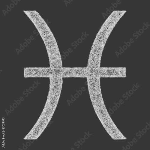Pisces (The Fish) zodiac sign line art