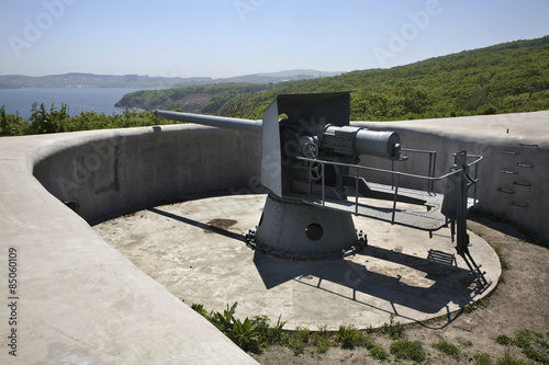 Novosiltsevskaya coast battery in Vladivostok fortress. Russian island. Russia photo