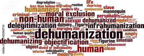 Dehumanization word cloud concept. Vector illustration