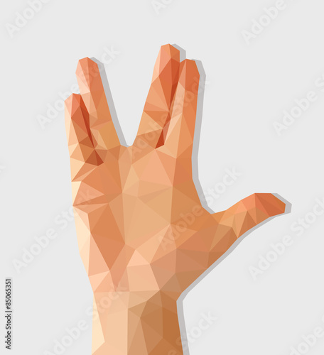 polygon hand raised with palm forward divorced middle and ring f photo