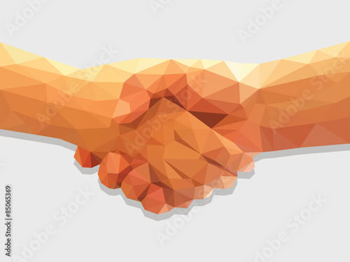two hands handshake polygonal low poly contract agreement full c