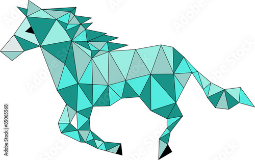 vector illustration of a blue origami horse
