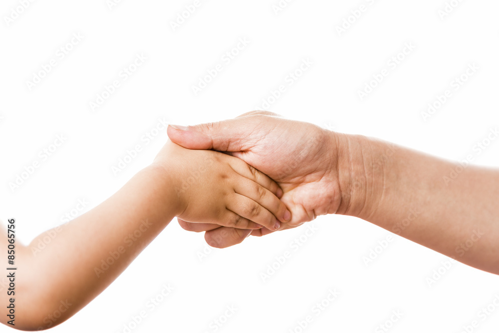 Handshake Connecting Mother And Young Child Handshake Connecting Mother And Young Child