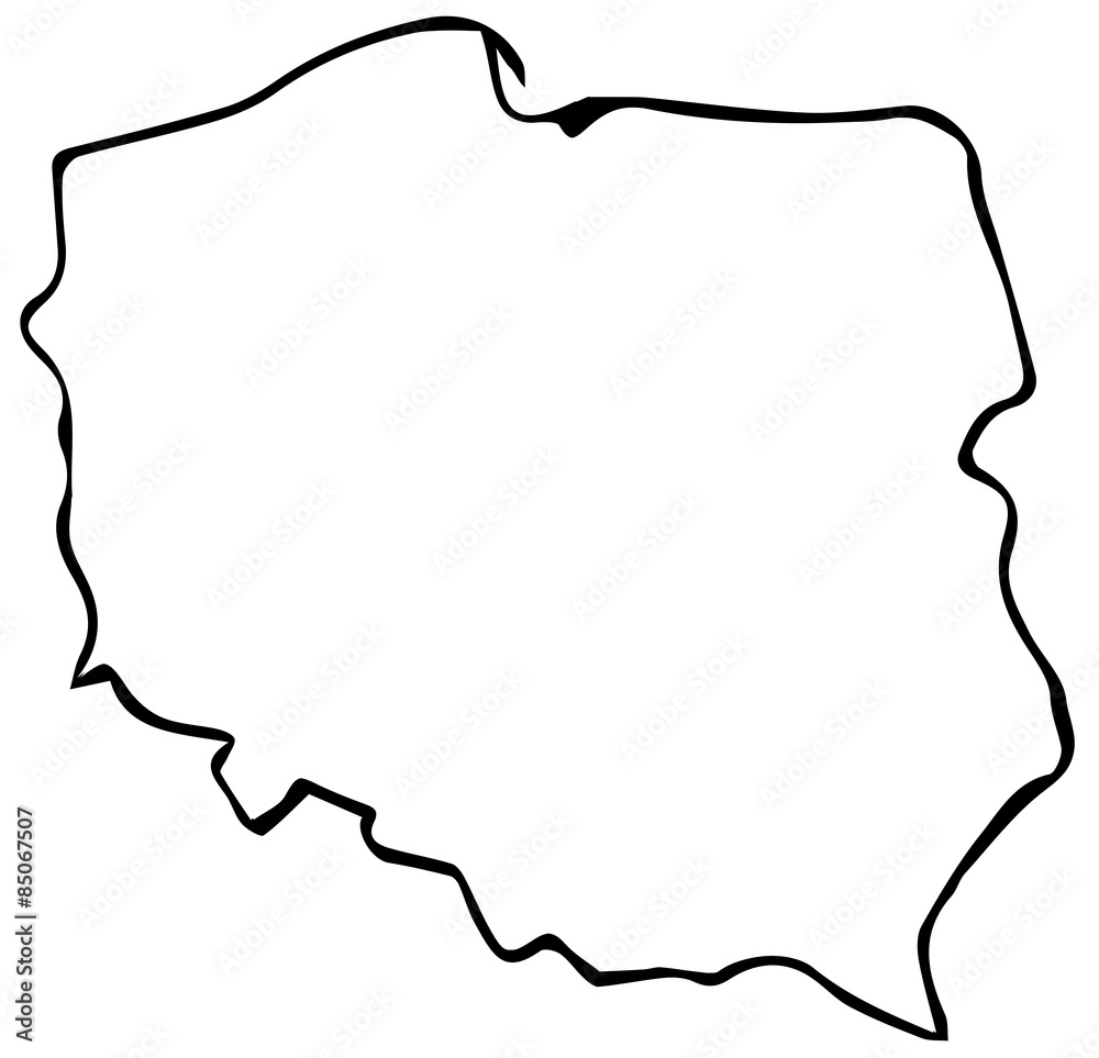 Naklejka premium Mapa Polski Kontury 