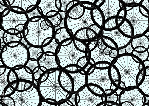 Vector seamless pattern with bicycle wheels