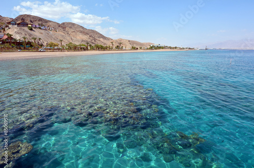 Seascape of Coral Beach Nature Reserve in Eilat, Israel.