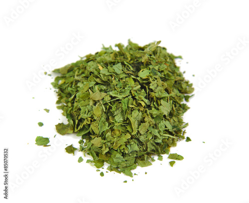 Dried parsley isolated on white