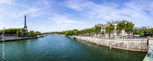 Paris with view at Eiffel tower - the Seine river and residentia