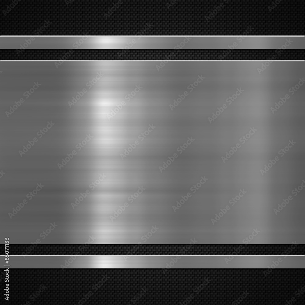 Metal plate on carbon background Metal plate on carbon background