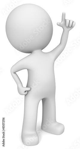 Pointing Up. The dude 3D character in confident stance pointing up.