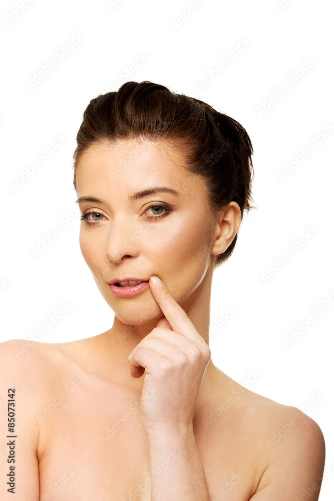 Beautiful smiling woman with make up. Beautiful smiling woman with make up.