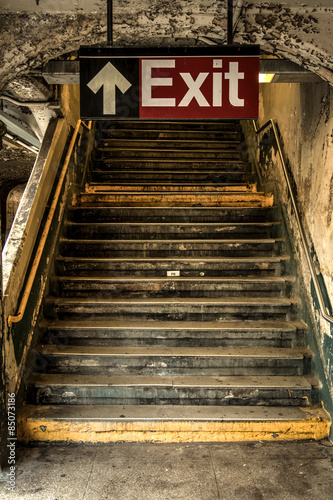 Exit of a decayed subway station in New York