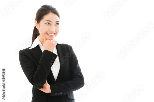 asian businesswoman on white background