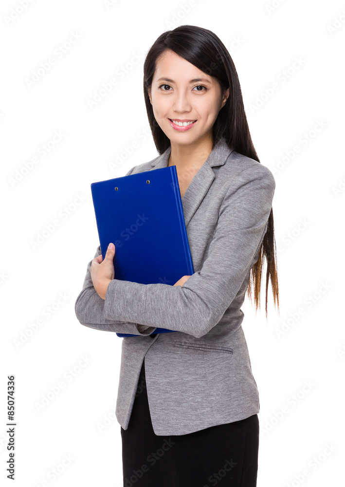 Asian businesswoman hold with clipboard Asian businesswoman hold with clipboard