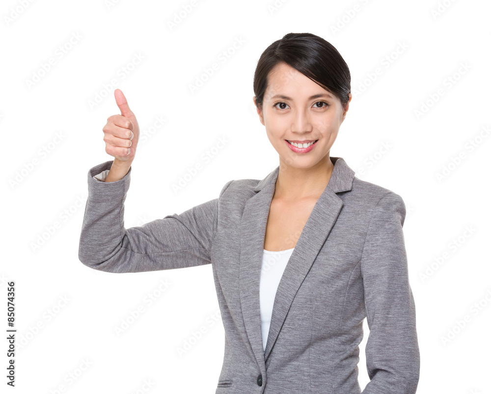 Businesswoman hold with thumb up gesture Businesswoman hold with thumb up gesture