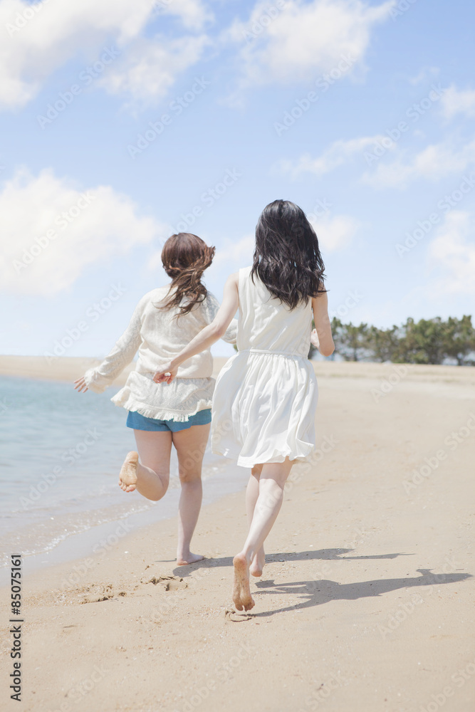 海辺で遊ぶ女の子たち 海辺で遊ぶ女の子たち