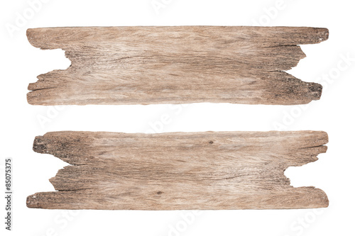 old brown wooden plank isolated on white background