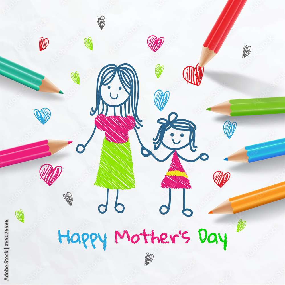 Premium Vector | Happy mother's day drawings