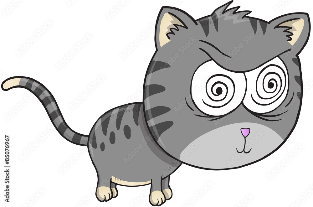 Fototapeta premium Crazy Cat Vector Illustration Art