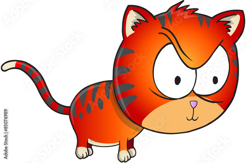Angry orange Cat Illustration Art isolated on white background