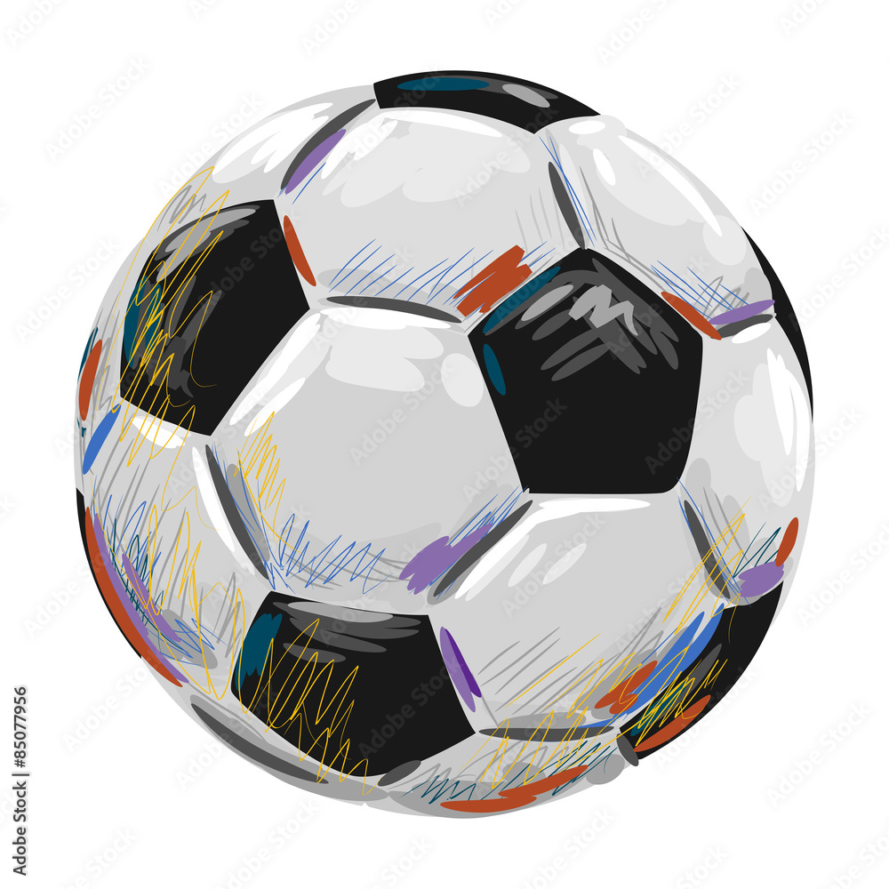 Fototapeta premium Soccer Ball Created by professional Artist. This illustration is created by Wacom tablet by using grunge textures and brushes in painterly style.all elements are kept in seperate layers,
