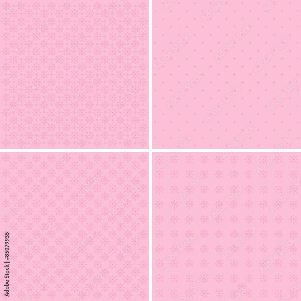 Vector set of 4 background patterns in pale pink. Vector set of 4 background patterns in pale pink.