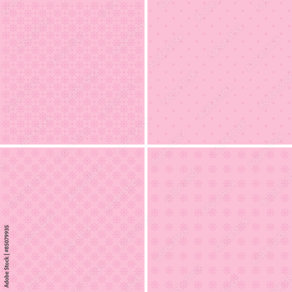 Vector set of 4 background patterns in pale pink.