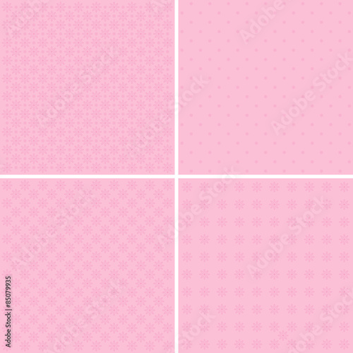 Vector set of 4 background patterns in pale pink.