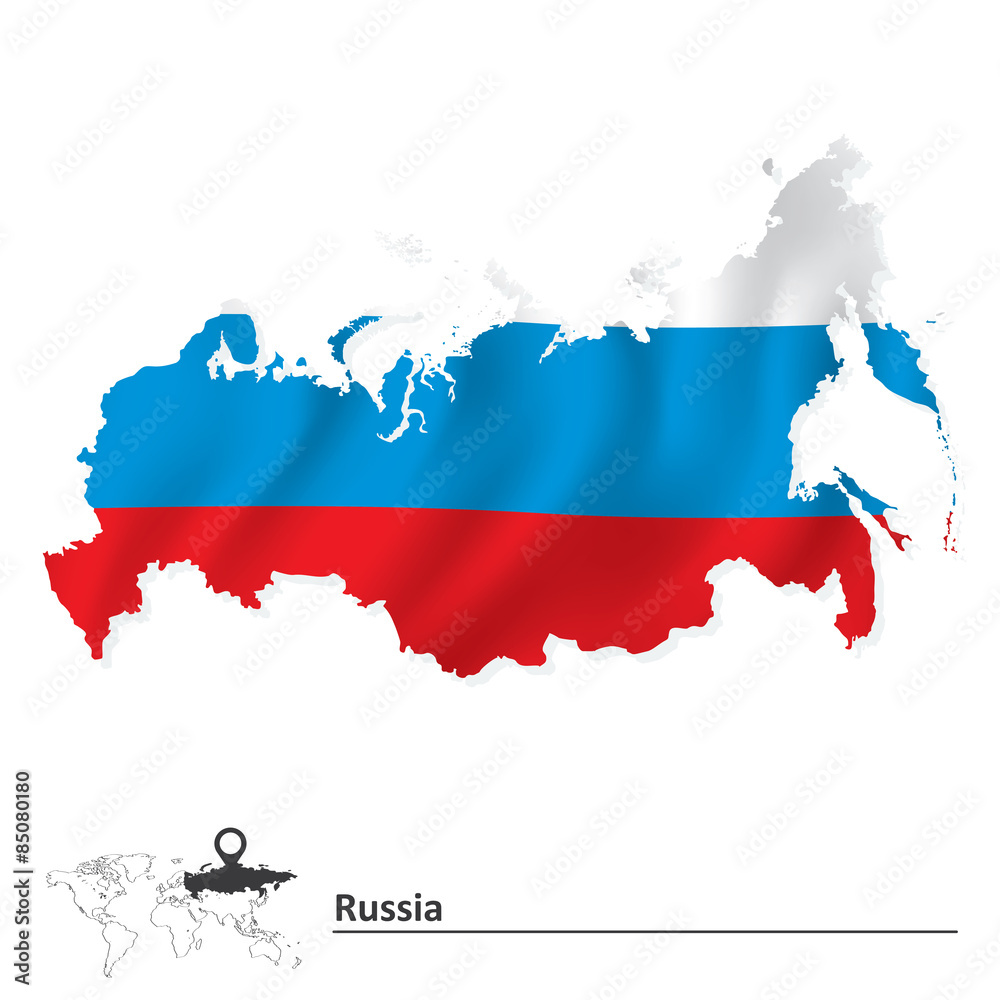 Map of Russia with flag Map of Russia with flag